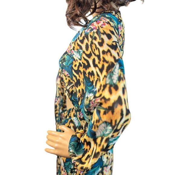 boohoo tropical‎ animal print cut-out beach jumpsuit Size Small - Picture 8 of 11